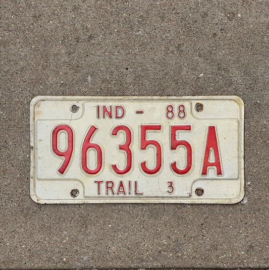 Photo of a 1988 Indiana Trailer License Plate Auto Tag Garage Decor 96355 A