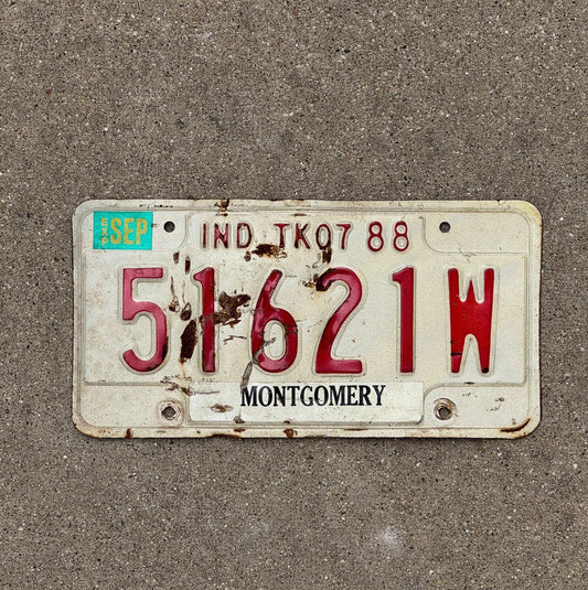 Photo of a 1988 Indiana Truck License Plate Auto Tag Garage Decor 51621 W