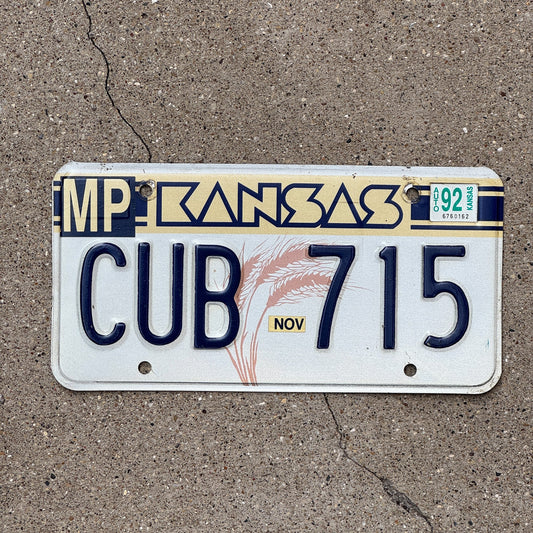 Photo of a 1988 Kansas License Plate Auto Tag Garage Decor Vintage Chicago Cubs Baseball MLB CUB 715