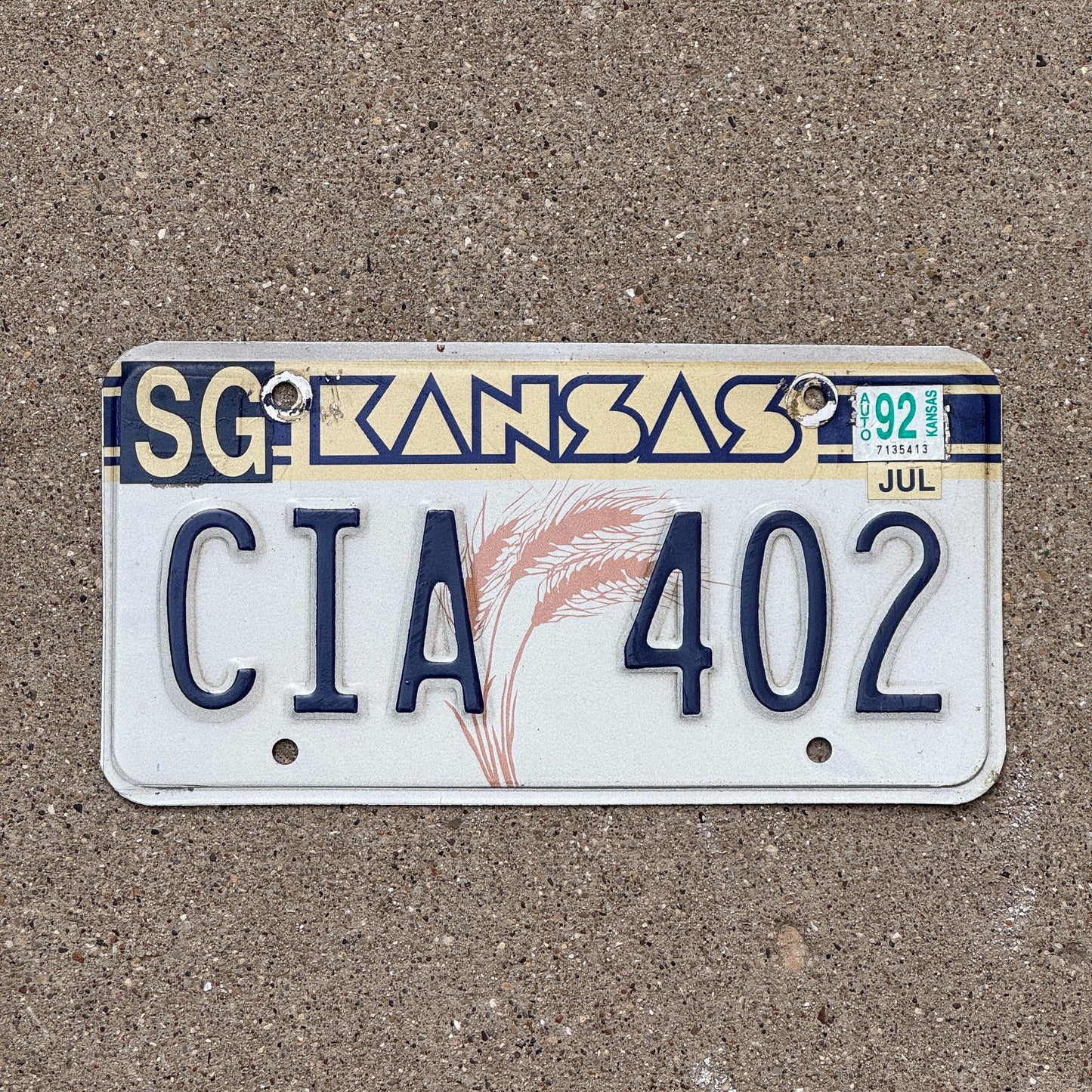 Photo of a 1988 Kansas License Plate Auto Tag Garage Decor Vintage Intelligency CIA 402