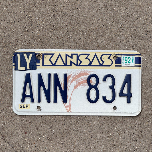 Photo of a 1988 Kansas License Plate Auto Tag Garage Decor Vintage Nickname Name ANN 834