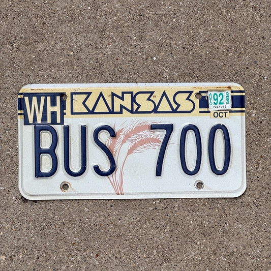Photo of a 1988 Kansas License Plate Auto Tag Garage Decor Vintage Transit Travel BUS 700