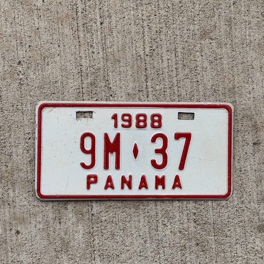 Photo of a 1988 Panama Motorcycle License Plate Auto Tag Garage Decor Vintage Small International 9M37