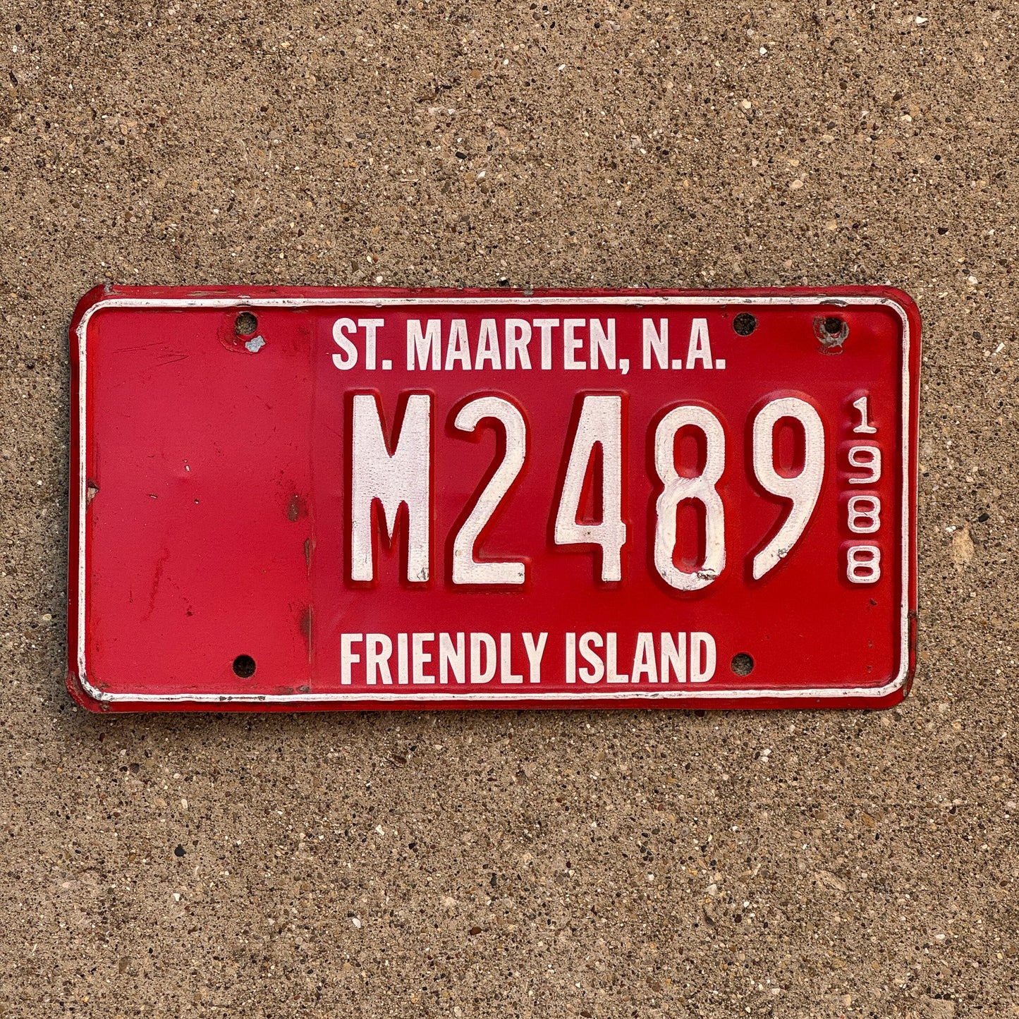 Photo of a 1988 St. Maarten License Plate Auto Tag Garage Decor Vintage Friendly Island M2489