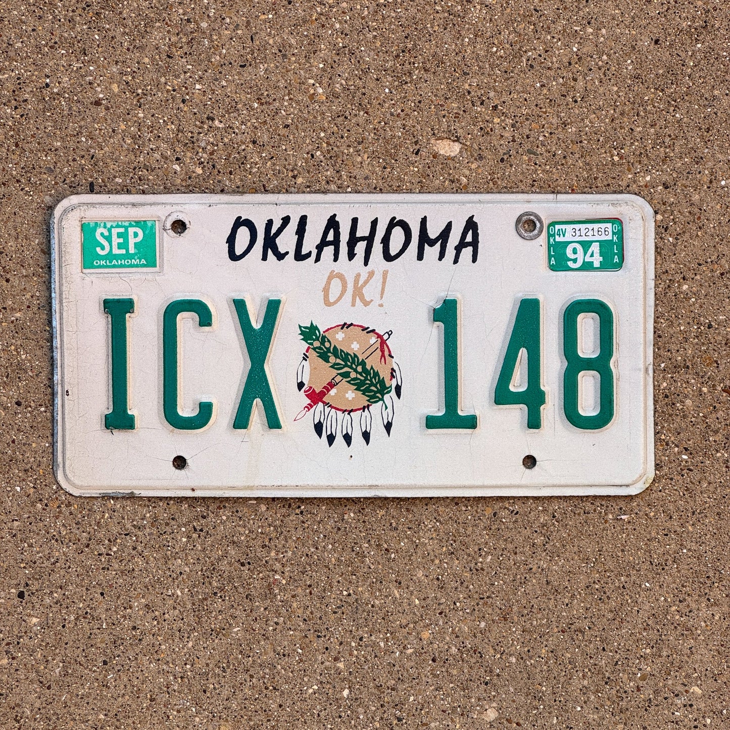Photo of a 1989 1994 Oklahoma License Plate Auto Tag Garage Decor Vintage ICX 148