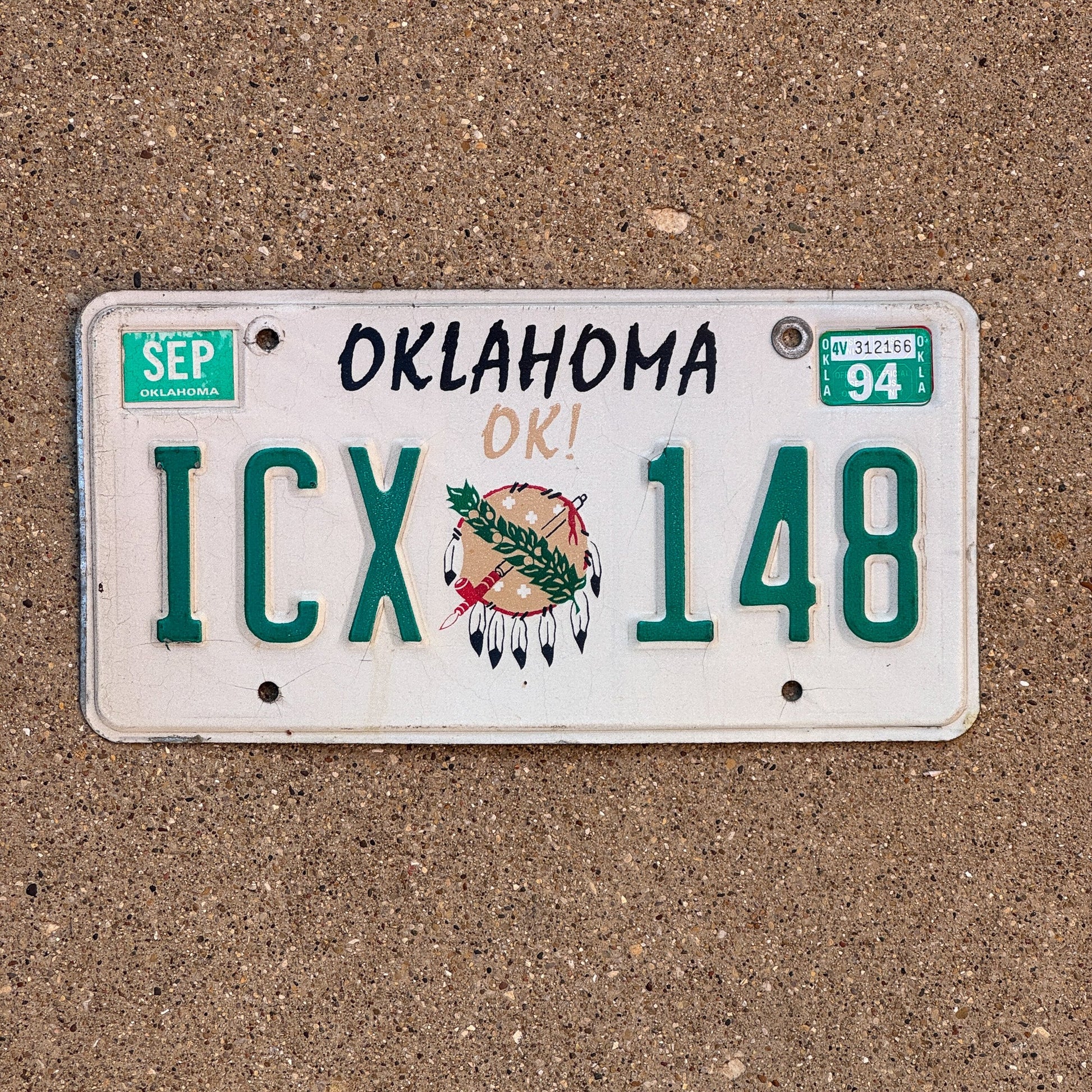 Photo of a 1989 1994 Oklahoma License Plate Auto Tag Garage Decor Vintage ICX 148