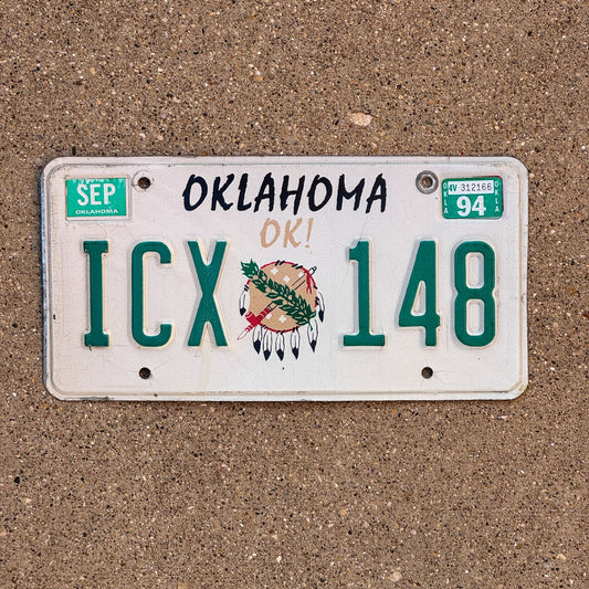 Photo of a 1989 1994 Oklahoma License Plate Auto Tag Garage Decor Vintage ICX 148