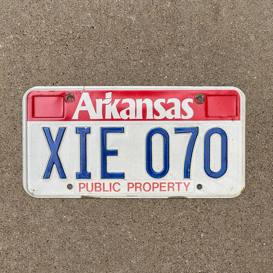 Photo of a 1989 Arkansas Public Property License Plate Auto Tag Garage Decor Vintage XIE 070