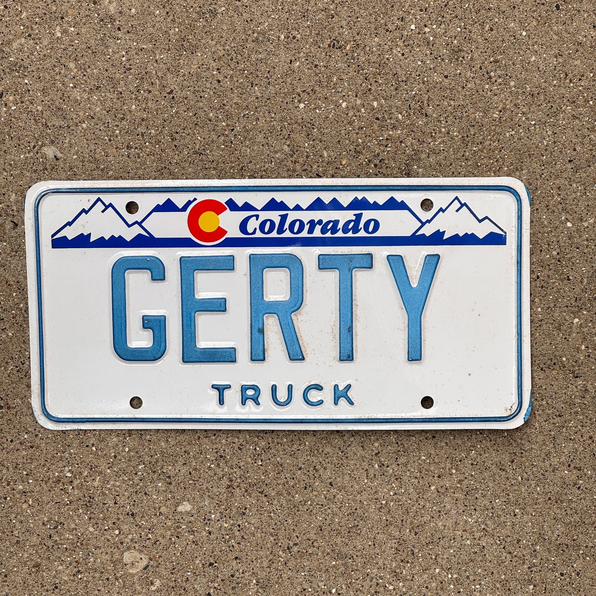Photo of a 1989 Colorado TRUCK VANITY License Plate Auto Tag Garage Decor Vintage GERTY