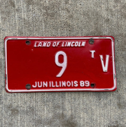 Photo of a 1989 Illinois Truck Tractor License Plate Auto Tag Garage Decor Vintage Low Number Single Digit 9 TV with original patina