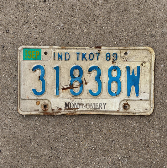 Photo of a 1989 Indiana Truck License Plate Auto Tag Garage Decor 31838 W