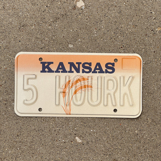 Photo of a 1989 Kansas Vanity Error License Plate Auto Tag 2 Garage Decor Misprint 5 HOURK