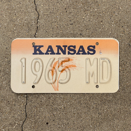 Photo of a 1989 Kansas Vanity Error License Plate Auto Tag Garage Decor Vintage Birth Year Doctor Gift 1965 MD
