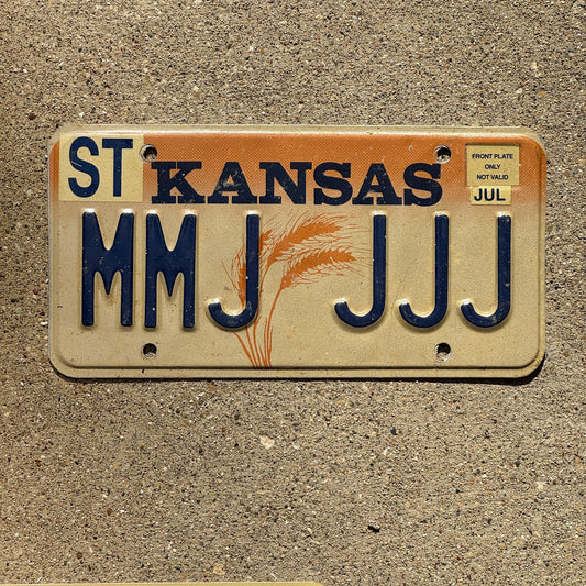 Photo of a 1989 Kansas Vanity License Plate Auto Tag Garage Decor Vintage Repeat Repeating MMJ JJJ