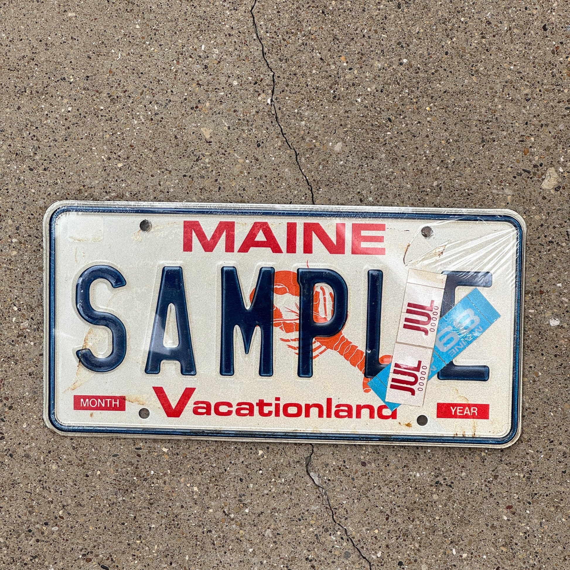 Photo of a 1989 Maine SAMPLE License Plate Auto Tag Garage Decor Vintage SAMPLE