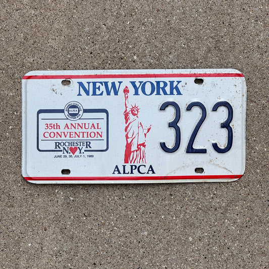 Photo of a 1989 New York License Plate Auto Tag Garage Decor Vintage 35th ALPCA Convention Souvenir 323
