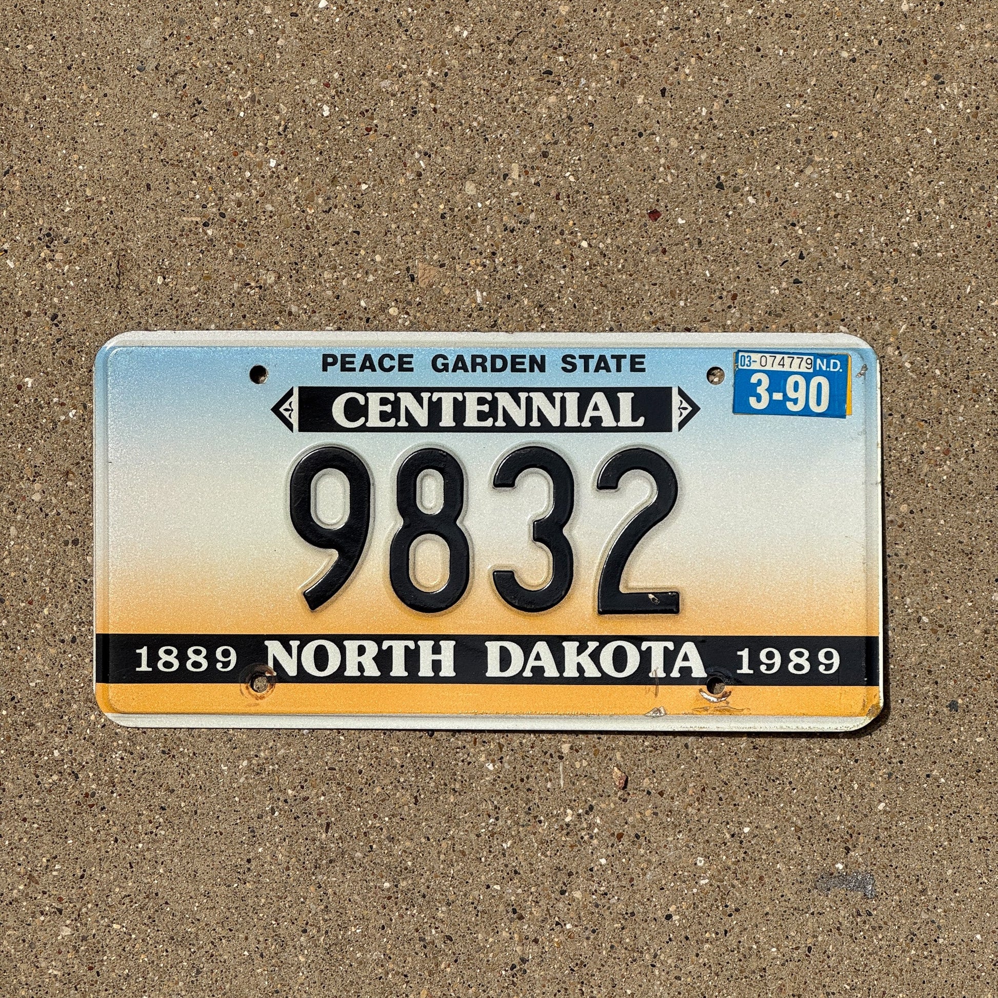 Photo of a 1989 North Dakota License Plate Auto Tag Garage Decor Vintage Four Digit 9832