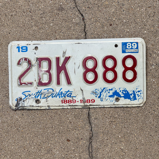 Photo of a 1989 South Dakota License Plate Auto Tag Garage Decor Vintage Repeat Repeating 2BK 888