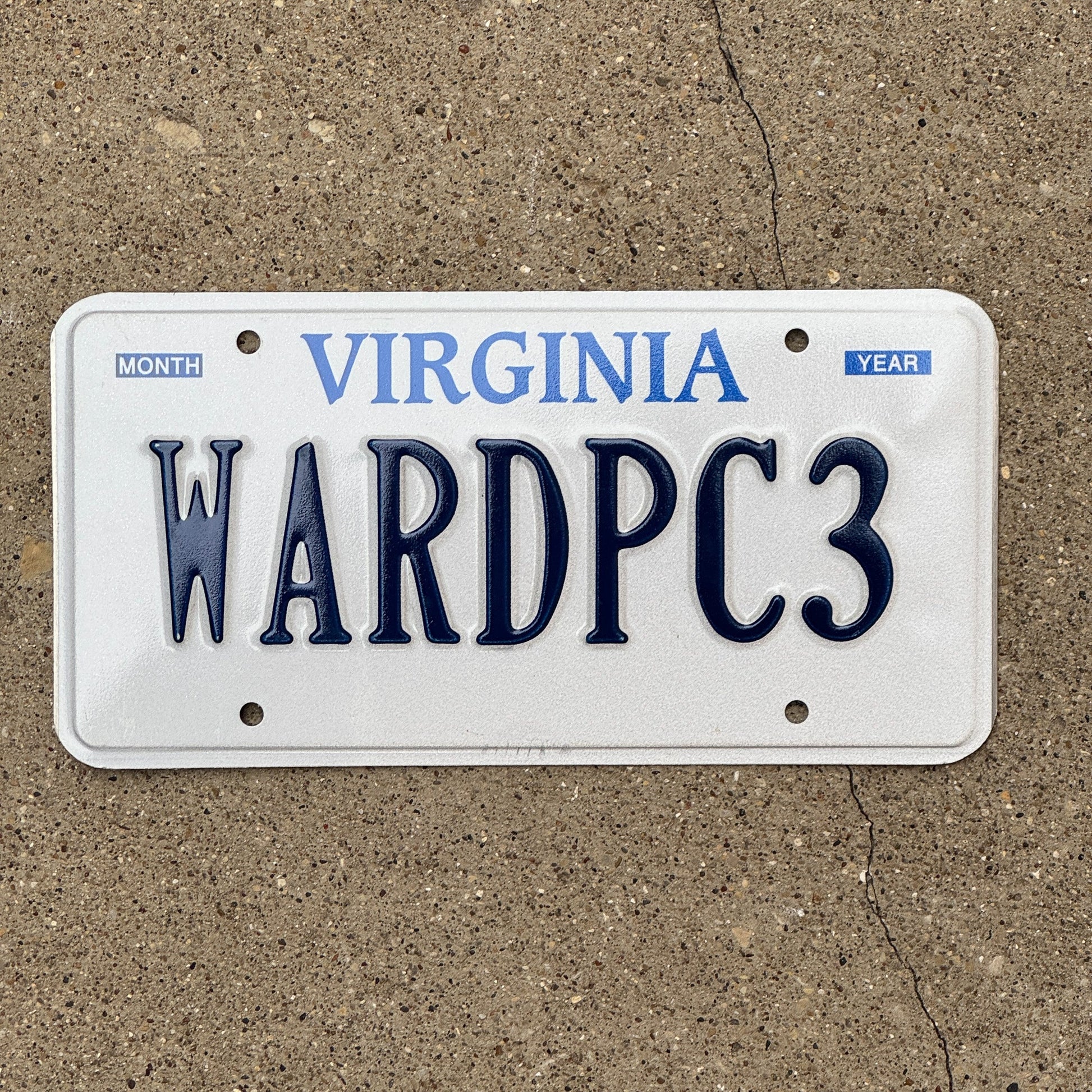 Photo of a 1989 Virginia Vanity License Plate Auto Tag 1 Garage Decor WARD PC 3 with original patina