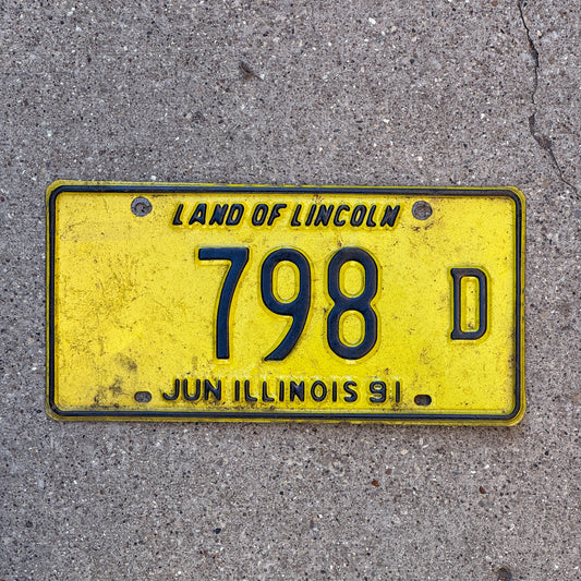 Photo of a 1990 1991 Illinois Truck License Plate Auto Tag Garage Decor Vintage 798 D with original patina