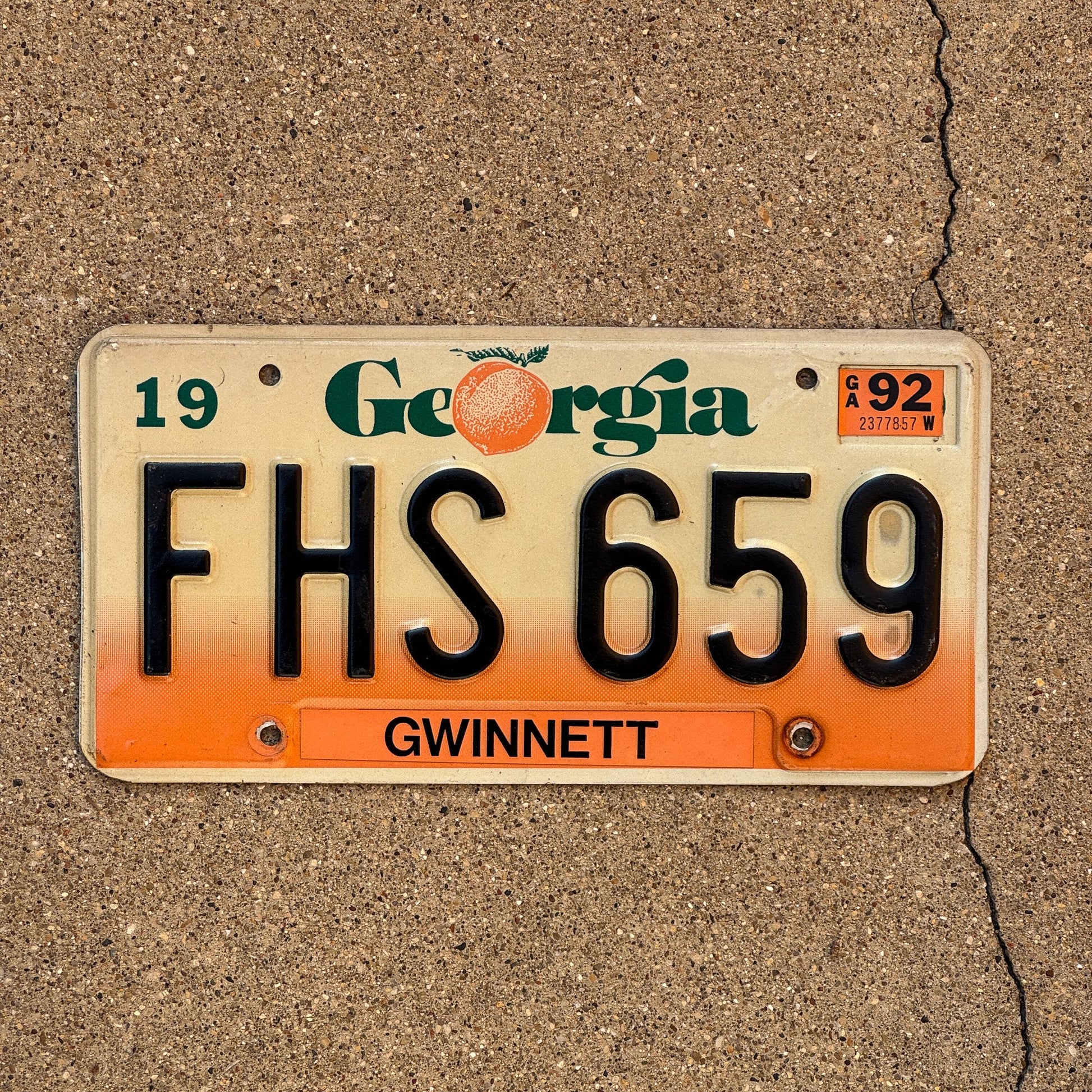 Photo of a 1990 1992 Georgia License Plate Auto Tag Garage Decor Vintage FHS 659