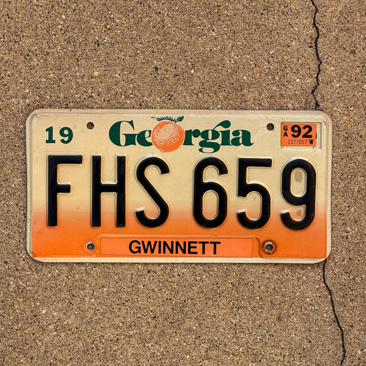 Photo of a 1990 1992 Georgia License Plate Auto Tag Garage Decor Vintage FHS 659
