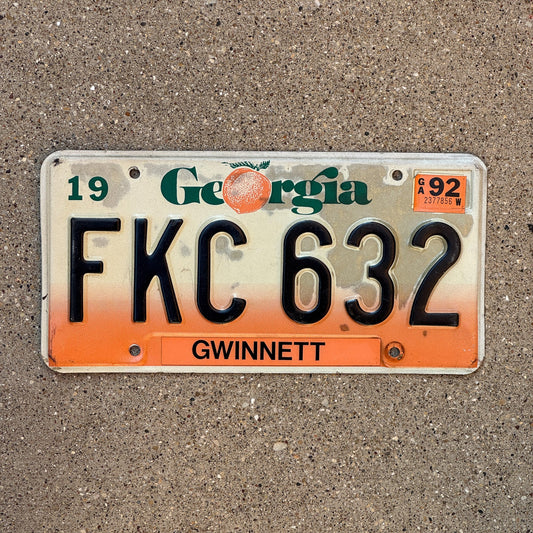 Photo of a 1990 1992 Georgia License Plate Auto Tag Garage Decor Vintage FKC 632