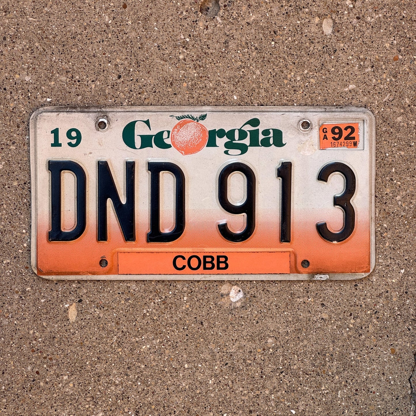 Photo of a 1990 1992 Georgia License Plate Auto Tag Garage Decor Vintage Roleplaying Game DM Gift DND 913