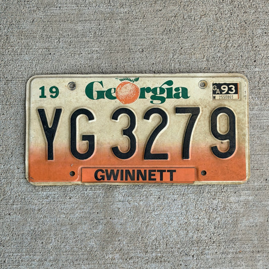 Photo of a 1990 1993 Georgia Truck License Plate Auto Tag Garage Decor Vintage YG 3279 with original patina