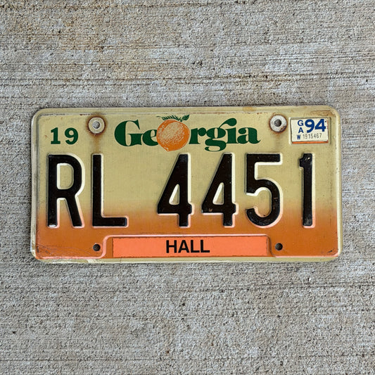 Photo of a 1990 1994 Georgia Truck License Plate Auto Tag Garage Decor Vintage RL 4451 with original patina
