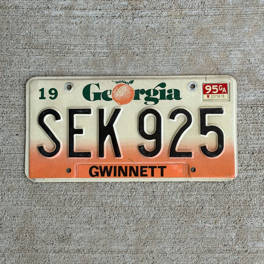 Photo of a 1990 1995 Georgia License Plate Auto Tag Garage Decor Vintage SEK 925 with original patina