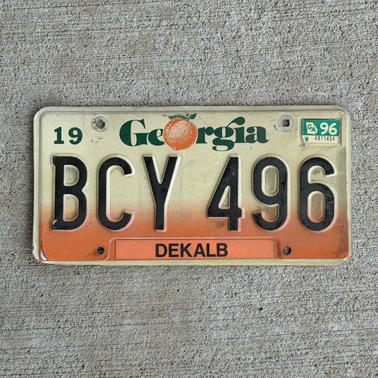 Photo of a 1990 1996 Georgia License Plate Auto Tag Garage Decor Vintage BCY 496 with original patina