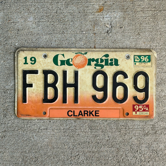 Photo of a 1990 1996 Georgia License Plate Auto Tag Garage Decor Vintage FBH 969 with original patina