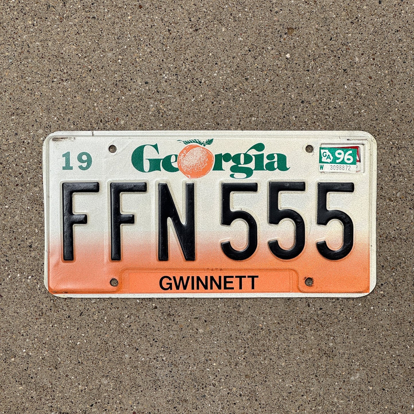 Photo of a 1990 1996 Georgia License Plate Auto Tag Garage Decor Vintage Repeat Repeating FFN 555