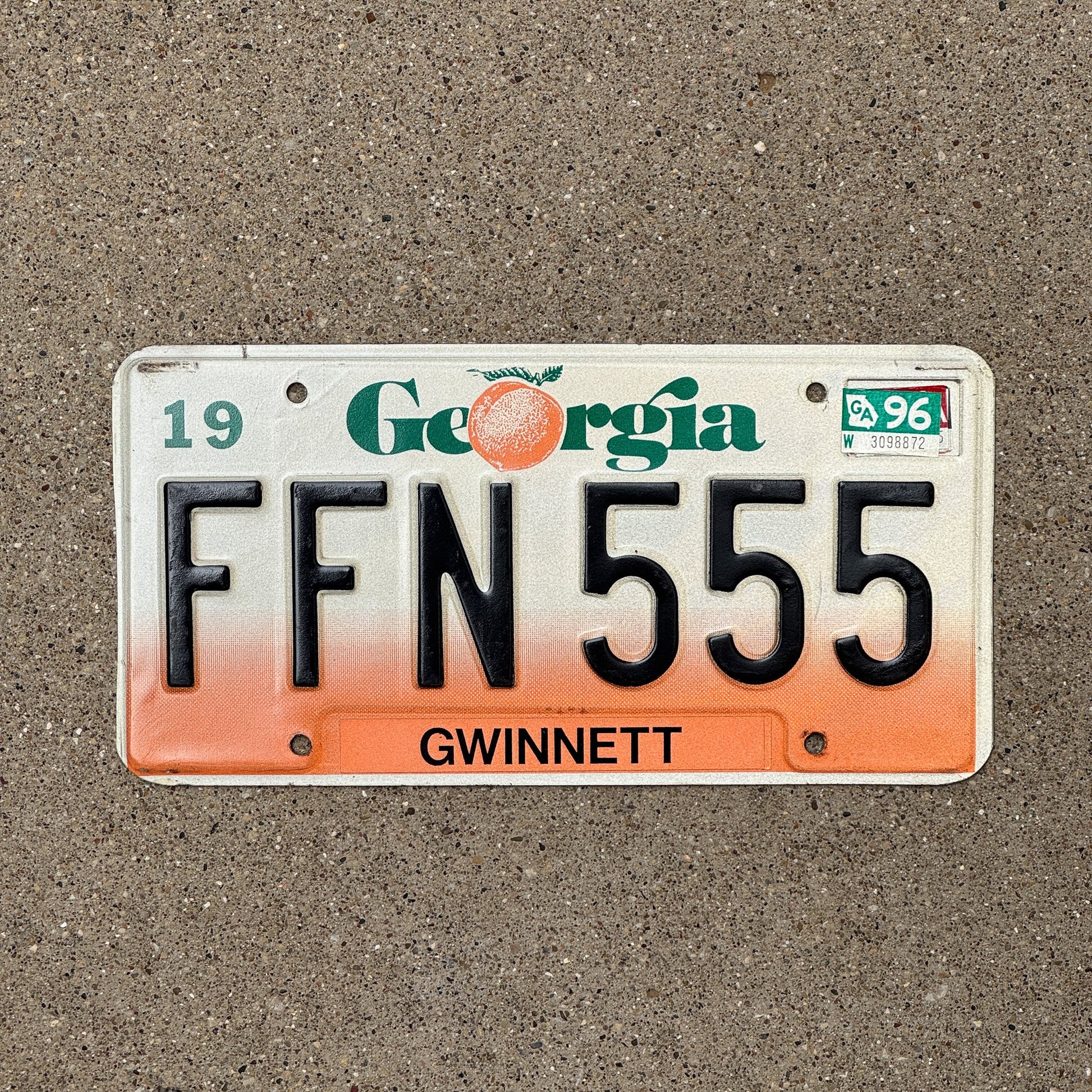 Photo of a 1990 1996 Georgia License Plate Auto Tag Garage Decor Vintage Repeat Repeating FFN 555