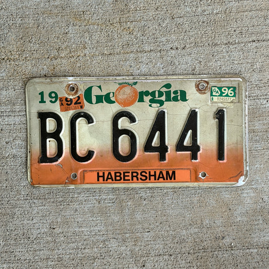 Photo of a 1990 1996 Georgia Trailer License Plate Auto Tag Garage Decor Vintage BC 6441 with original patina