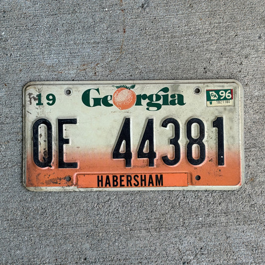 Photo of a 1990 1996 Georgia Truck License Plate Auto Tag Garage Decor Vintage QE 44381 with original patina