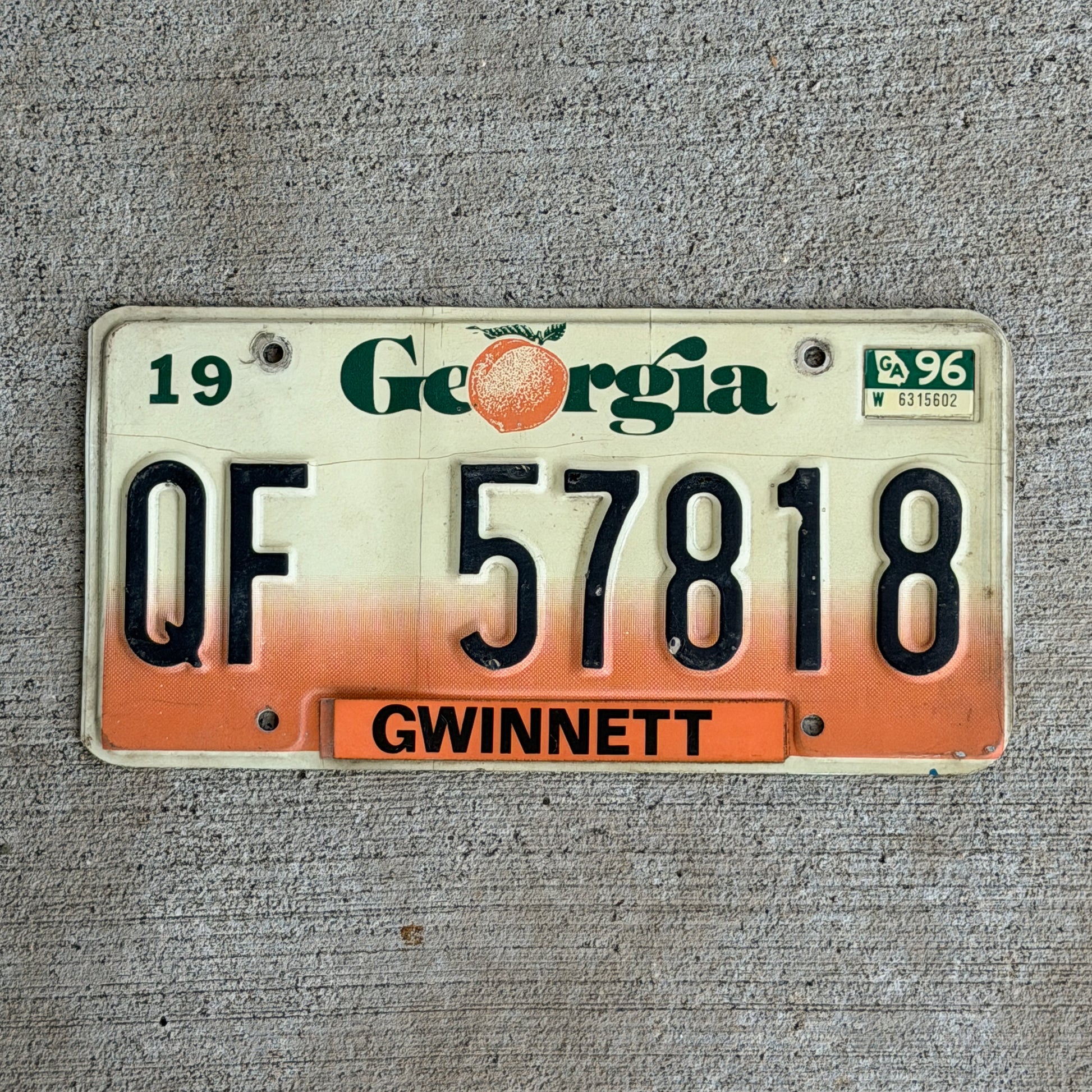 Photo of a 1990 1996 Georgia Truck License Plate Auto Tag Garage Decor Vintage QF 57818 with original patina