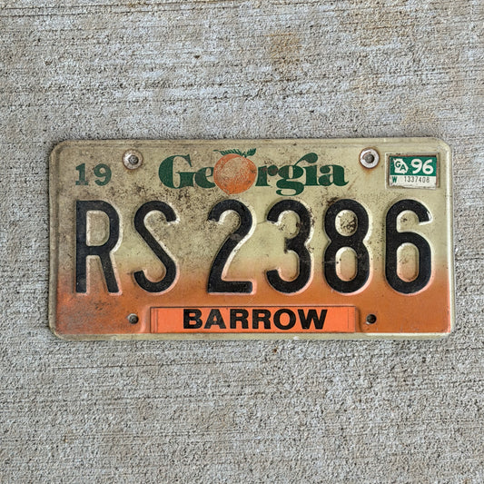 Photo of a 1990 1996 Georgia Truck License Plate Auto Tag Garage Decor Vintage RS 2386 with original patina
