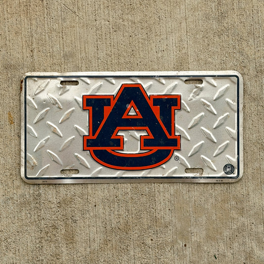 Photo of a 1990 Era Auburn University Alabama Booster License Plate Auto Tag Garage Decor Vintage
 College Football Sports Metal with original patina