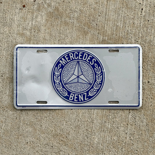 Photo of a 1990 Era Mercedes Benz Booster License Plate Auto Tag Garage Decor Vintage
 Metal NOS with original patina