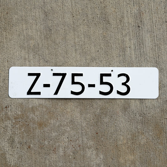 Photo of a 1990 Era Netherlands Export License Plate Auto Tag Garage Decor Vintage Z 75 53 with original patina