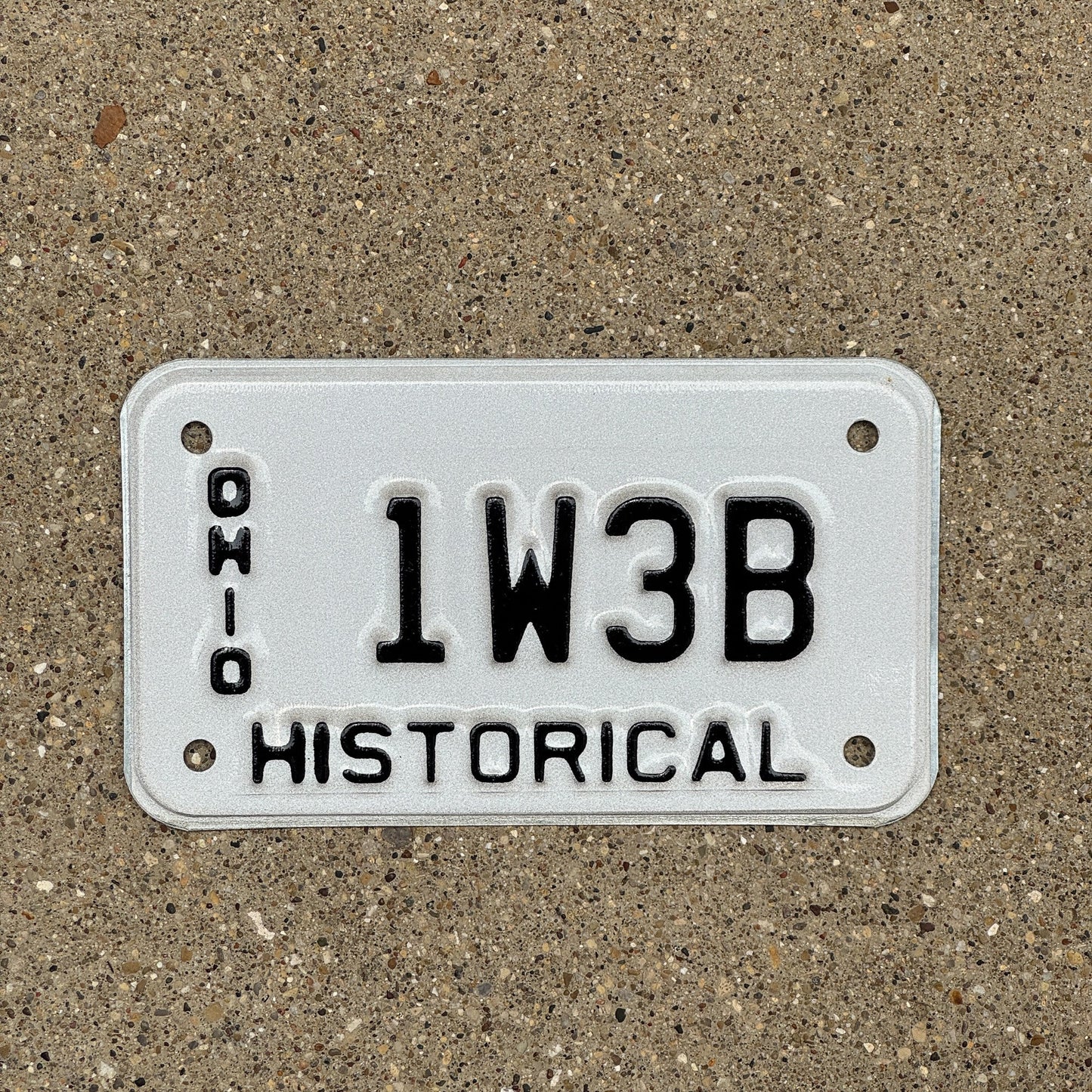 Photo of a 1990 Era Ohio Historical Motorcycle License Plate Auto Tag Garage Decor Vintage 1W3B