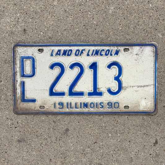 Photo of a 1990 Illinois Dealer License Plate Auto Tag 1 Vintage Garage 2213 with original patina