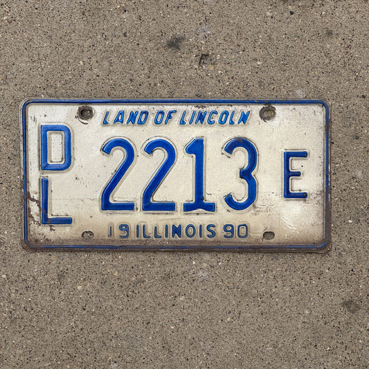 Photo of a 1990 Illinois Dealer License Plate Auto Tag 1 Vintage Garage 2213 E with original patina