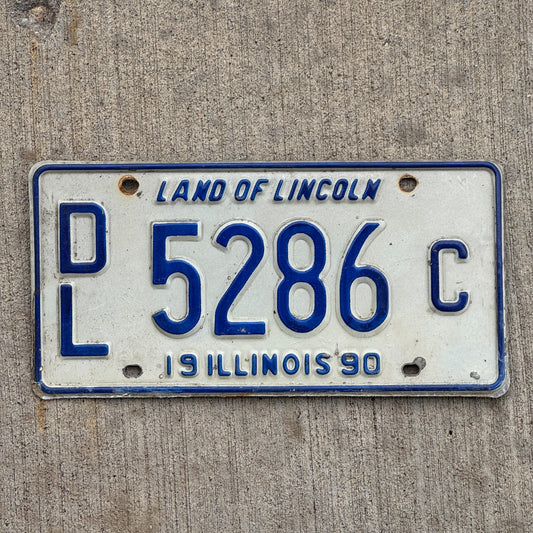 Photo of a 1990 Illinois Dealer License Plate Auto Tag 1 Vintage Garage 5286 C with original patina