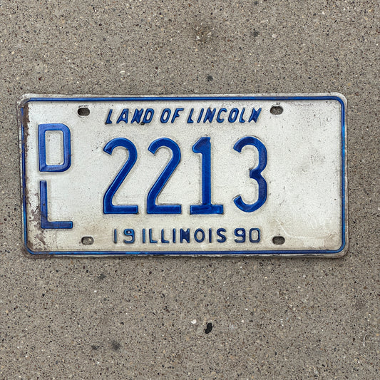 Photo of a 1990 Illinois Dealer License Plate Auto Tag 2 Vintage Garage 2213 with original patina