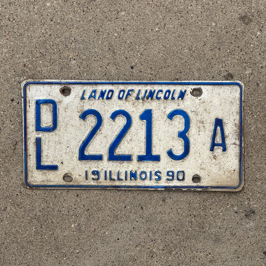 Photo of a 1990 Illinois Dealer License Plate Auto Tag 2 Vintage Garage 2213 A with original patina