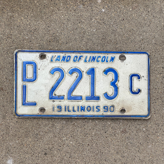 Photo of a 1990 Illinois Dealer License Plate Auto Tag 2 Vintage Garage 2213 C with original patina
