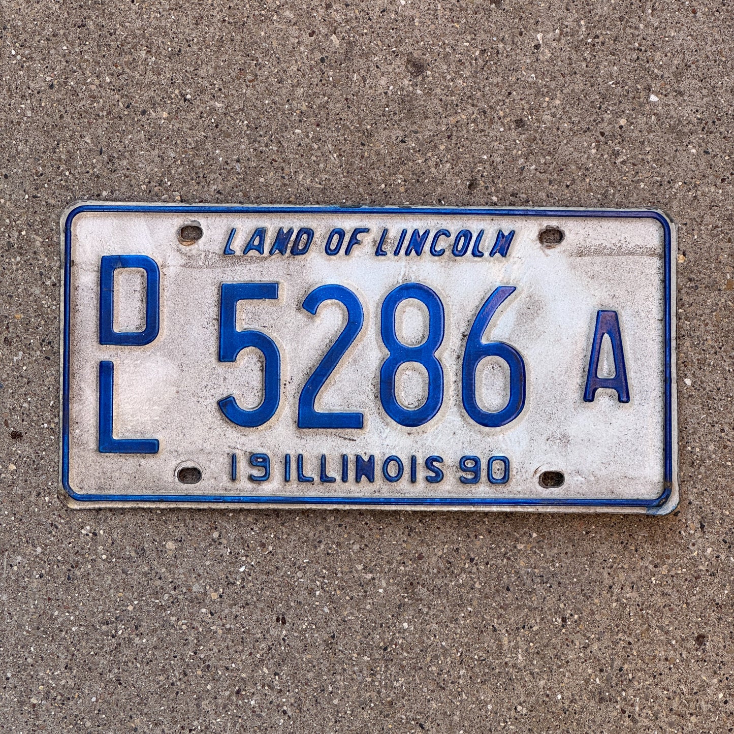 Photo of a 1990 Illinois Dealer License Plate Auto Tag 2 Vintage Garage 5286 A with original patina